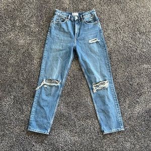 NWOT Zara Ripped Mom Fit Jeans Navy Blue 27 US 4